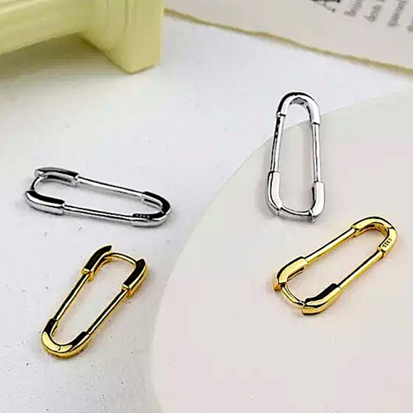 STERLING SILVER SAFETY PIN EARRINGS - Picture 7 of 7